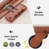 Hardshell Luggage Sets 3 Pieces Spinner Suitcase With Tsa Lock Lightweight 20" 24" 28" - Brown / White - Image 5