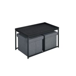 Monty - Wood Grain 3 Piece Coffee Table Set With Raised Edges (Set of 3) - Black