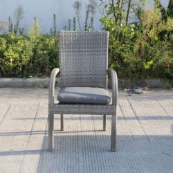 Balcones - Outdoor Wicker Dining Chairs With Cushions (Set of 8) - Gray / Dark Gray