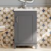 Modern Small Bathroom Vanity Cabinet With Ceramic Basin, Ample Storage, 1 Soft-Close Door - Gray - Image 7