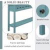 Rustic Entryway Console Table Long Sofa Table With Two Different Size Drawers And Bottom Shelf For Storage - Turquoise Green - Image 6