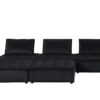 Anna - Velvet 5 Piece Sectional Sofa Ottoman - Black - Image 6