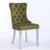 Nikki - Modern, High-End Tufted Solid Wood Contemporary Velvet Upholstered Dining Chair With Chrome Stainless Steel Plating Legs, Nailhead Trim (Set of 2) - Olive Green / Chrome - Image 4