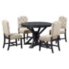 Functional Furniture Retro Style Dining Table Set With Extendable Table And 4 Upholstered Chairs For Dining Room And Living Room - Espresso - Image 13