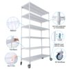 20" 6 Tier 6000Lbs Capacity Nsf Metal Shelf Wire Shelving Unit, Heavy Duty Adjustable Storage Rack With Wheels & Shelf Liners For Commercial Grade Utility Steel Storage Rack - White - Image 2