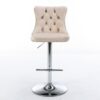 Swivel Velvet Barstools Adjusatble Seat Height From 25-33", Modern Upholstered Chrome Base Bar Stools With Backs Comfortable Tufted For Home Pub And Kitchen Island (Set of 2) - Beige - Image 4