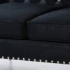 Wide Sofa With Jeweled Buttons Square Arm, 2 Pillows - Black - Image 6