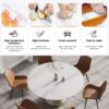 59.05" Modern Artificial Stone Round Carbon Steel Base Dining Table, Can Accommodate 6 People - White - Image 6