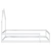 Twin Size Wood Bed With House-Shaped Headboard Floor Bed With Fences - White - Image 10