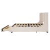 Queen Size Storage Upholstered Platform Bed With Wingback Headboard And A Big Drawer - Beige - Image 6