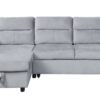 Ivy - Velvet Reversible Sleeper Sectional Sofa With Storage Chaise And Side Pocket - Light Gray - Image 2