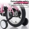 Fkznpj - 18" Sporty Kids Bike With Training Wheels And Stand Adjustable Saddle Suitable For Boys And Girls Aged 5 - 10 Years Tall Height 39 - 49" Available In A Variety Of Colors - Pink - Image 14