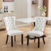 Nikki - Modern, High-End Tufted Solid Wood Contemporary And Velvet Upholstered Dining Chair With Wood Legs Nailhead Trim (Set of 2) - White / Pink - Image 15