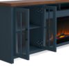 Nantucket - Fireplace TV Stand Console For TVs Up To 100" - Blue Denim, Whiskey - Image 7