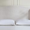 Hannah - King Upholstered Wingback Bed Size, Tall Headboard Upholstered King Bed, Premium Textured Canvas Chenille Look, Minimalist Designs, No Box Spring Needed - Ivory - Image 9