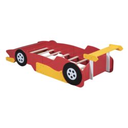 Twin Size Race Car-Shaped Platform Bed With Wheels - Red