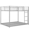 Full Over Full Metal Bunk Bed, Low Bunk Bed With Ladder - Silver - Image 7