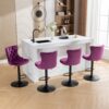 Swivel Velvet Barstools Adjusatble Seat Height , Modern Upholstered Bar Stools With Backs Comfortable Tufted For Home Pub And Kitchen Island (Set of 2) - Purple - Image 21