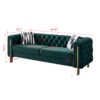 Chesterfield - Modern Tufted Velvet Living Room Sofa, 84.25''W Couch - Green - Image 3