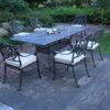 Rectangular 6 Person 84.2" Long Dining Set With Sunbrella Cushions - Gray / Ivory - Image 3