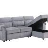 Ashton - Velvet Fabric Reversible Sleeper Sectional Sofa Chaise - Gray - Image 4