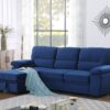 Kipling - Velvet Fabric Reversible Sleeper Sectional Sofa Chaise - Blue - Image 10