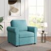 3 In 1 Sofa Bed Chair, Convertible Sleeper Chair Bed, Adjust Backrest Into A Sofa, Lounger Chair, Single Bed, Modern Chair Bed Sleeper For Adults - Teal - Image 4