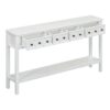 Rustic Entryway Console Table Long Sofa Table With Two Different Size Drawers And Bottom Shelf For Storage - Antique White - Image 14