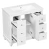 Contemporary Bathroom Vanity Cabinet, 4 Drawers & 1 Cabinet Door, Multipurpose Storage, Resin Integrated Sink, Adjustable Shelves, Solid Wood Frame With MDF - White - Image 18