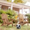 Wooden Outdoor Folding Adirondack Chair (Set of 2) Wood Lounge Patio Chair For Garden, Garden, Lawn, Backyard, Deck, Pool Side, Fire Pit - Light Brown - Image 2