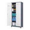 Metal Storage Cabinets, Cleaning Tool Cabinet With Locking Door, Tall Broom Tool Organizer, Large Storage Cabinet For Kitchen - Gray / White - Image 13