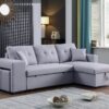 Dennis - Linen Fabric Reversible Sleeper Sectional With Storage Chaise And 2 Stools - Light Gray - Image 11