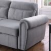 Ashton - Velvet Fabric Reversible Sleeper Sectional Sofa Chaise - Gray - Image 7