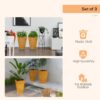 Outsunny - Outdoor Planters (Set of 3) Large Taper Planters With Drainage Holes And Plug, Faux Wood Plastic Flower Pots For Outdoor, Indoor, Garden, Patio - Tan - Image 6