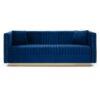 Contemporary Vertical Channel Tufted Velvet Sofa Loveseat Upholstered 2 Pieces Set With 4 Pillows - Blue - Image 3
