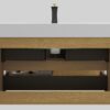Alice - U042-Alice36-106 Bathroom Vanity With Black Sink, Large Storage Wall Mounted Floating Bathroom Vanity For Modern Bathroom, One-Piece Black Sink Basin Without Drain - Oak / White - Image 9