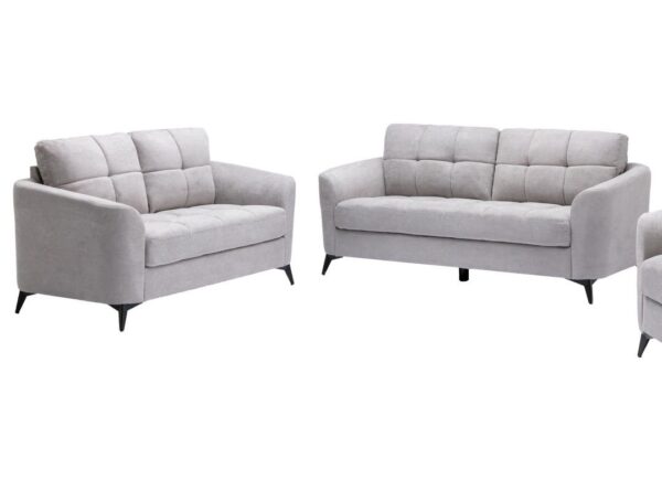 Callie - Woven Living Room Fabric Sofa, Loveseat (Set of 2) - Light Gray