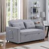 Zoey - Linen Convertible Sleeper Loveseat With Side Pocket - Light Gray - Image 6