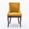 Ultra Side Dining Chair, Thickened Fabric Chairs With Neutrally Toned Solid Wood Legs, Bronze Nail Head (Set of 2) - Golden Yellow - Image 3