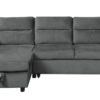 Ivy - Velvet Reversible Sleeper Sectional Sofa With Storage Chaise And Side Pocket - Dark Gray - Image 2