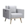 Easton - Linen Fabric Sofa, Loveseat, Chair Living Room With USB Charging Ports Pockets And Pillows (Set of 3) - Light Gray - Image 5