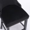 Contemporary Velvet Upholstered Wing-Back Barstools With Button Tufted Decoration And Wooden Legs, And Chrome Nailhead Trim, Leisure Style Bar Chairs, Bar Stools (Set of 4) - Black - Image 9