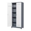 Metal Storage Cabinets, Cleaning Tool Cabinet With Locking Door, Tall Broom Tool Organizer, Large Storage Cabinet For Kitchen - Gray / White - Image 11