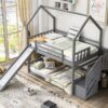 Twin Over Twin House Bunk Bed With Convertible Slide, Storage Staircase Can Be Placed Left Or Right - Gray - Image 5