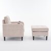 Beige Upholstered Armchair And Storage Ottoman Set, Comfortable Single Sofa With Cup Holders And Tufted Detailing, Ideal For Living Room Or Bedroom - Beige - Image 18