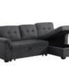 Lucca - Linen Reversible Sleeper Sectional Sofa With Storage Chaise - Dark Gray - Image 4