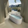 67" Freestanding Solid Surface Bathtub, Luxury Engineered Stone Resin Freestanding Soaking Bathtub With Overflow And Pop-Up Drain Cupc Certified 23S13-67 - Matte White - Image 5
