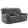 2 Seater Home Theater Recliner Manual Recliner Chair With A Storage Box And Two Cup Holders For Living Room - Gray - Image 8