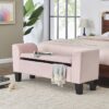 Mila - Velvet Ottoman Bench With Storage - Pink - Image 4