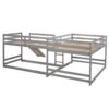 Full And Twin Size L-Shaped Bunk Bed With Slide And Short Ladder - Gray - Image 10